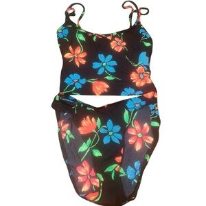 VINTAGE 90s Concepts Sirena Neon Tropical One Piece Swimsuit